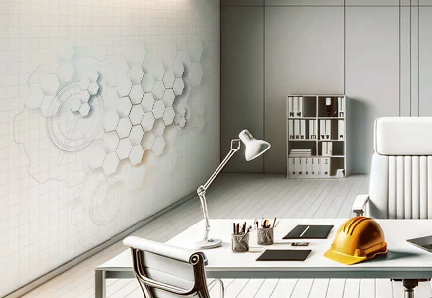 پوستر دیواری سه بعدی دفتر مهندسی طرح هندسی لانه زنبوری